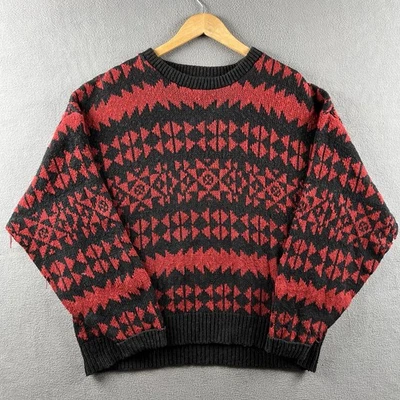 Vintage Orvis Sweater Mens XL Black Red Aztec Tribal Southwestern Chunky 90s USA - Imagem 1 de 4