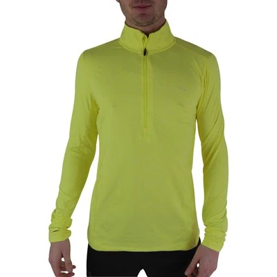 More Mile Mens Running Top Yellow Long Sleeve Half Zip Run Moisture Wicking - Image 1 of 3