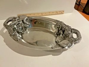 Obstschale aus poliertem Zinn 13 Zoll x 8 Zoll - Bild 1 von 4