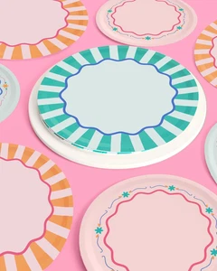 Platos de papel italianos de verano 32 paquetes 16 platos de 9" 7" decoraciones de despedida de soltera - Imagen 1 de 7