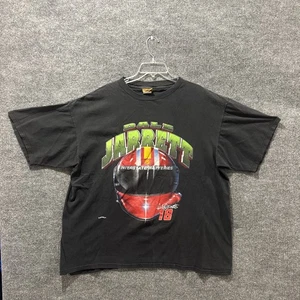 Vintage 90s Dale Jarrett #18 NASCAR Graphic Helmet Black Short Sleeve T-Shirt XL - Bild 1 von 6