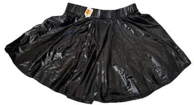 Black Shiny Halloween Costume Skirt Size Small NWT Vinyl Look Gothic 14" Length - Image 1 of 4