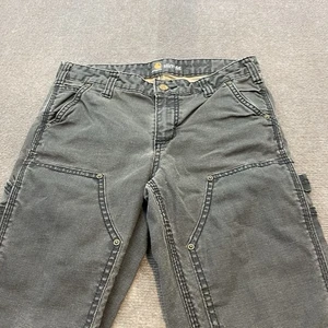 Carhartt Double Knee Pants Womens 2 Short Slim Fit Gray Comfort Trendy Grunge - Picture 1 of 12