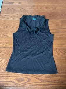 J.McLaughlin S black Cloth Classic Sleeveless Top Ruffle Catalina Tank - Picture 1 of 7