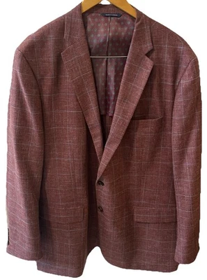 Blazer Ralph Lauren Para Hombres Lana Seda Lino Borgoña Rosa Ventana Abrigo Deportivo 50R Foto 1 de 4