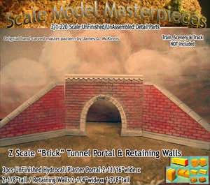 Conjunto de portales de túnel de ladrillo y muros de contención a escala Z obras maestras modelo a escala Z *NUEVO* - Imagen 1 de 12