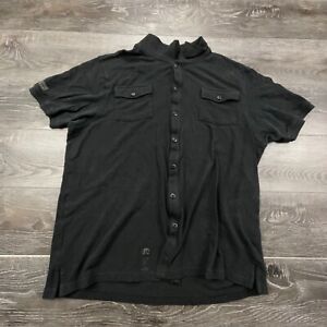 Sean John Button Up Shirt Adult 3XL Black Polo Cotton Short Sleeve Hip Hop 00's