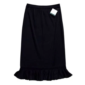 Ming Wang Gr. XS Strick Midi Rock Rüschensaum schwarz neutral feminin NEU FEHLER - Bild 1 von 14