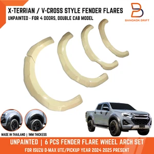 UNPAINTED X-TERRIAN STYLE FENDER FLARES FOR ISUZU D-MAX CREW CAB UTE 2024 2025 - Picture 1 of 11