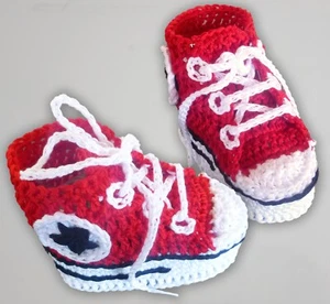 Babyschuhe Häkelanleitung, PDF Neugeborene Turnschuhe High Top Baby Sneakers - Bild 1 von 7