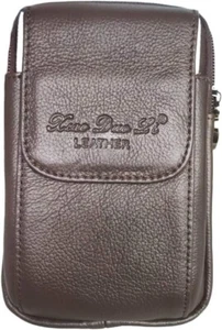 Echt Leder Handy Gürteltasche Big Pouch Tasche L Größe Vertikal Braun - Bild 1 von 8