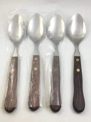 Cucharas soperas ovaladas con mango de madera redondo de Taiwán de acero inoxidable Foto 1 de 4