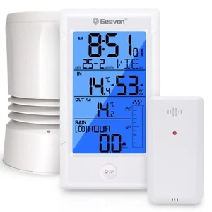 Wireless Digital Rain Gauge With Indoor Outdoor Temperatureselfemptying Rain Col - Picture 1 of 7