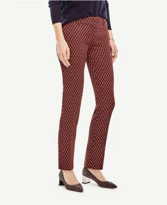 Pantalones de carrera geo tobillo Ann Taylor para mujer talla 4 azul marino y rojo/naranja nuevos con etiquetas Foto 1 de 4