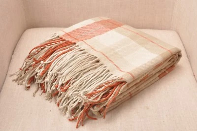 CHLOE'S COLLECTION Buffalo Plaid Blanket Throw With Fringe, Check Pattern,50x60"
