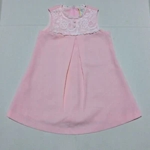 Vintage Baby Togs Sleeveless Dress-Size 2T-Pink-Lace Yoke-Faux Pearls-Trim - Picture 1 of 8