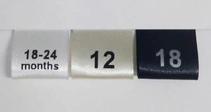 Printed Satin Ribbon Size Labels For Garment Clothing Label Tags - Picture 1 of 6