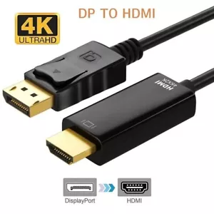 CAVO DISPLAYPORT A HDMI ADATTATORE DISPLAY PORT NOTEBOOK LENOVO PC TV 4K HDTV 2m - Picture 1 of 6