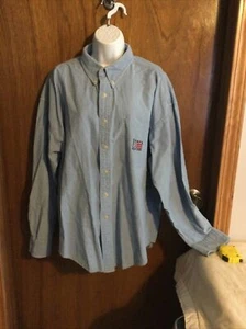 Vintage Chaps Ralph Lauren Denim Shirt Chambray Button Down Size XL Crest Logo - Picture 1 of 8