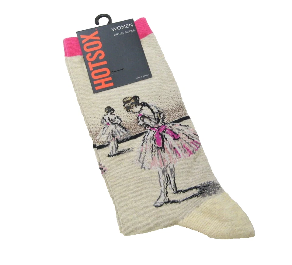 Hot Sox 女士棉混纺袜子艺术系列 Degas Study of Dancer 燕麦片粉色 — 第 1/1 张图片