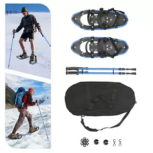 Raquetas de nieve de 21 pulgadas con bastones de trekking ajustables de 3 secciones para talla de zapato 35-40EUR - Imagen 1 de 22