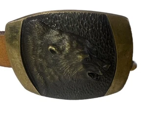 VTG Grizzly Bear Belt Buckle 1980 Solid Bronze Steve L. Knight & Leather Belt, - Picture 1 of 9