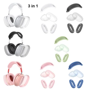 3 in 1 Silicone Case for AirPods Max Clear TPU Ear Cups Cover + Headband Cover - Picture 1 of 24