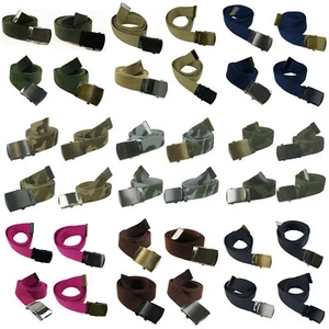 Cinturón de lona ajustable 48" ejército militar con hebilla G/S plateada/negra pulida - Imagen 1 de 38