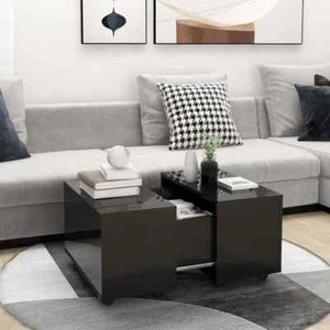 vidaXL Coffee Table High Gloss Black 60x60x38 cm Engineered Wood - Picture 1 of 8
