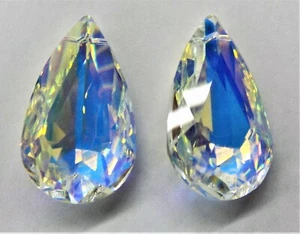 2 Pc Wholesale SWAROVSKI # 6100 Teardrop Pendant Crystal AB 34x20 Pendant XL - Picture 1 of 2