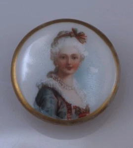 BOTTONE ANTICO RITRATTO PORCELLANA LIMOGES - Foto 1 di 4