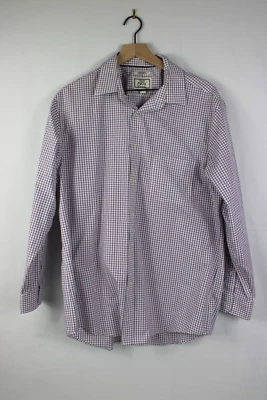 Jos. A. Camisa de vestir Bank para hombre 17 34 púrpura a cuadros manga larga cuello extendido Foto 1 de 4