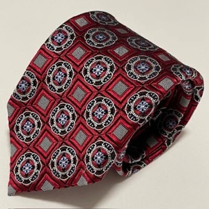 JZ Richards Tie Vivid Red Medallions Squares Designer Eye Catching Handmade USA - Picture 1 of 19
