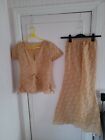 Preowened Womens Two Pieces Mesh Light Lace Handmade African Clothe Size 10 - 12