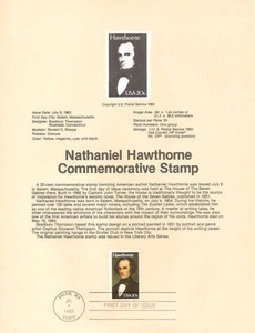 #8326 20c Nathaniel HawthorneStamp - Scott #2047 USPS Souvenir Page - Picture 1 of 1