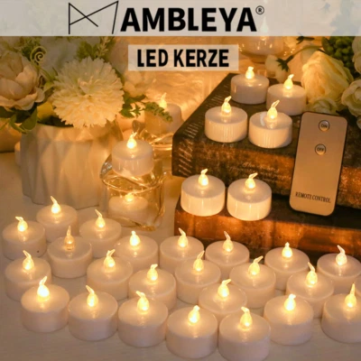 Flackern Flammlos LED Teelichter LED Kerzen Licht mit Fernbedienung 6/12/24PCS - Bild 1 von 4