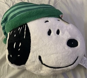 NWT CVS Exclusive Peanuts Snoopy Christmas Plush Pillow with Green Santa Hat - Picture 1 of 5