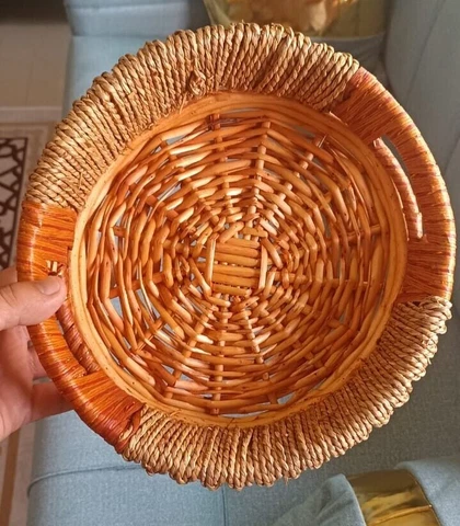 Handmade Bread Baskets straw Woven Fruit Box Desktop  Picnic Snack (2.4X8.7) in Cover