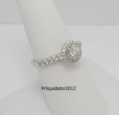 1/2CT Natural Diamond Halo Frame Engagement Wedding Bridal Ring 14K White Gold - Image 1 of 4