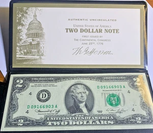 1976 $2 U.S. Federal Reserve Note • Cleveland D • UNC • Bicentennial Note - Picture 1 of 6