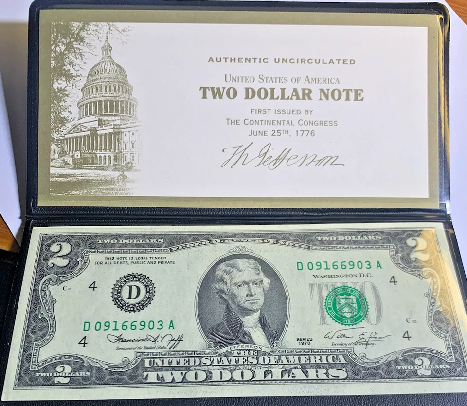 1976 $2 U.S. Federal Reserve Note • Cleveland D • UNC • Bicentennial Note - Image 1 of 4