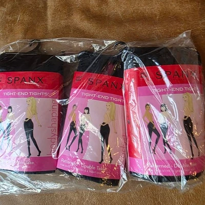 **3 PAIR** SPANX Tight-End Tights Patterned Double Take, Size E Black Plus SzNEW - Image 1 of 3