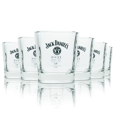 6 bicchieri da whisky Jack Daniels nuovi imballo originale cocktail Jacky impilabili corti