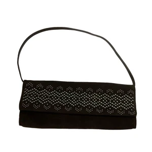Via Spiga Clutch Handtasche tief schokobraun Wildleder Nieten - Bild 1 von 10