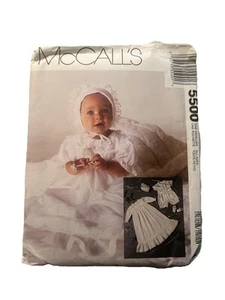 5500 McCalls Sewing Pattern Infants Christening Gown Slip Bonnet Bootees Babies - Picture 1 of 2