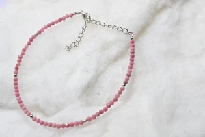 Hermosa pulsera de 6-8" con cuentas redondas facetadas de rodocrosita rosa para mujer - Imagen 1 de 6