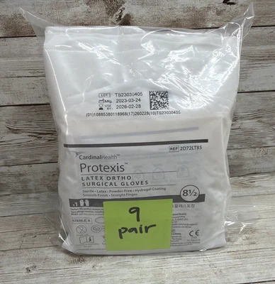 Luvas cirúrgicas Protexis látex ORTHO cardinal *9 PARES* tamanho 8,5 *Exp: 2/26* - Imagem 1 de 4