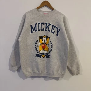 Vintage 80s 90s Mickey Mouse Disney Grey Sweatshirt Crewneck Pullover Large - Picture 1 of 5
