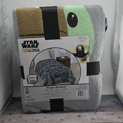 Плюшевое одеяло Star Wars The Mandalorian Grogu 60x90 дюймов супермягкое новое - Изображение 1 из 4