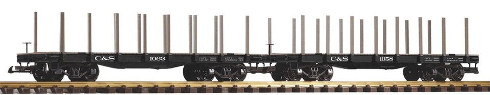 Piko 38785 G Scale C&S Flatcar with Stakes 2-Pack - Image 1 of 1